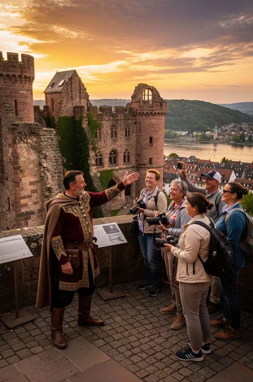 Panoramablick auf ein Schloss mit weitläufigen Gärten und Wanderwegen für mehrtägige Ausflüge.